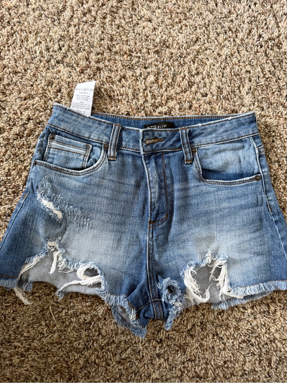 STS Blue Faded Light Blue Distressed Denim Shorts